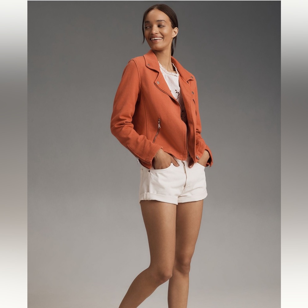 Anthropologie NWT Sz S, top rated super cool The Saige Knit Moto Bomber Jacket - Picture 8 of 16